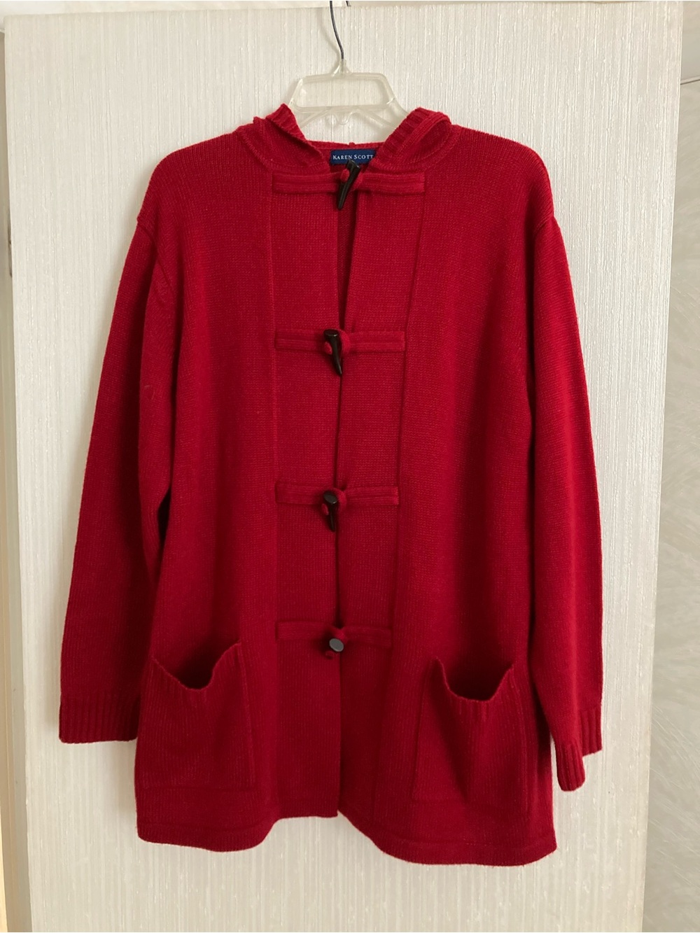 Karen Scott vintage Hooded Toggle Cardigan
